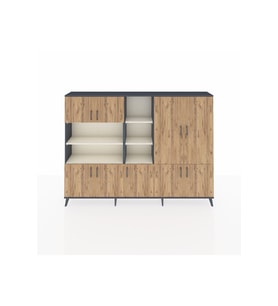 Arges Dolap 14 Raflı 9 Kapaklı 220x30x163 Antrasit-Çam/Aytaşı