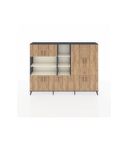 Arges Dolap 14 Raflı 9 Kapaklı 220x30x163 Antrasit-Çam/Aytaşı