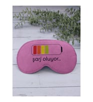 Şarj Oluyor Pembe Uyku Bandı Göz Bandı Baskılı Pamuk Seyahat Uyku Bandı