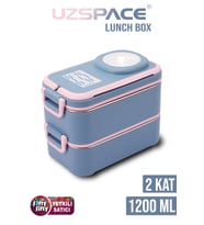 Uzspace 1200 ML İki Kat Dört Bölme Paslanmaz Çelik Lunch Box Yeni Nesil Sefer Tası-Sos Kaseli Model-FFLBOX8023