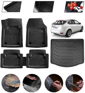 Ford Focus 2 Hatchback Uyumlu Paspas Araca Özel Bagaj Havuzu MBS Siyah