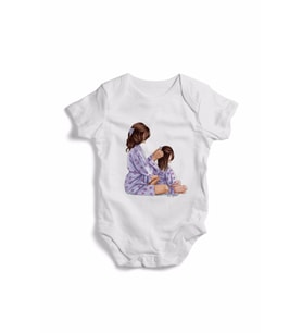 Bebek Beyaz Anne Çocuk Baskılı Zıbın