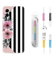 Vivo Y15S Y32 Y33S Y51 Y53S Kılıf Kablo Koruma Spiral Silikon Flowers 4 1390