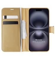 Microsonic Apple iPhone 16 Kılıf Delux Leather Wallet Gold (Gold)