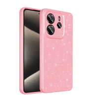 Xiaomi Redmi Note 14 5G Kılıf Simli Silikon Lüks Kapak (Açık Pembe)