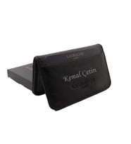 BAYDERİ İsme Kişiye Özel Hakiki Deri Unisex Kartlık  (Siyah)