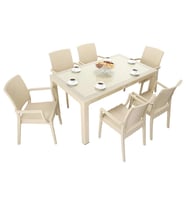 Mandella Elit Rattan 90x150 Elit Koltuk Camlı Masa Takımı ÇÖLBEJİ