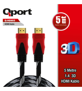 QPORT Q-HDMI5 HDMI 1.4 V ALTIN UÇLU KABLO 5 MT