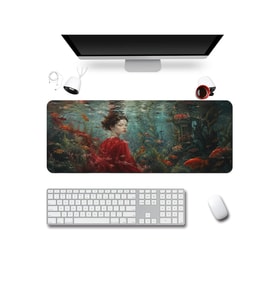 SonicTouch Klavye Mousepad 40x90cm Dikişsiz Pürüzsüz Sıvı Geçirmez Kaymaz Taban Kızıl Akvaryum