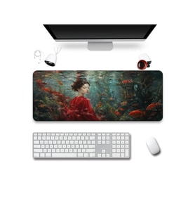 SonicTouch Klavye Mousepad 40x90cm Dikişsiz Pürüzsüz Sıvı Geçirmez Kaymaz Taban Kızıl Akvaryum