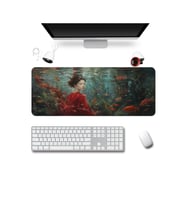 SonicTouch Klavye Mousepad 40x90cm Dikişsiz Pürüzsüz Sıvı Geçirmez Kaymaz Taban Kızıl Akvaryum