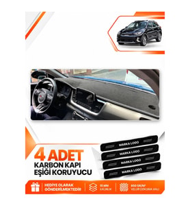 KİA STONIC (2021-2025) Uyumlu Ön Torpido Koruma Kılıfı Halısı - Siyah Gri