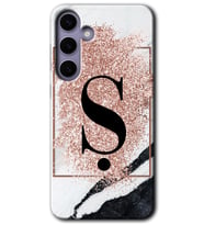 Galaxy S24 Plus Kılıf HD Desen Baskılı Kılıf - Pembe Mermer Desenli Ş Harfi
