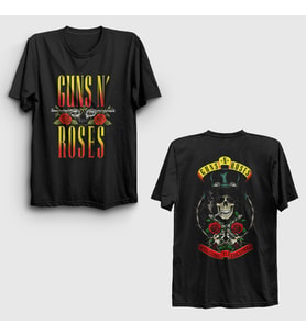Presmono Unisex Siyah Jungle Guns N Roses Sırt Baskılı T-Shirt 517108tt
