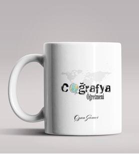 Kişiye Özel Coğrafya Öğretmeni Tasarımlı Beyaz Renk Kupa Bardak 6