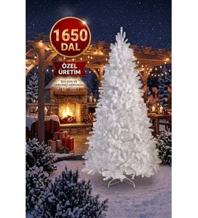 250 Cm Lüks Beyaz Yılbaşı Ağacı 1650 Dallı Özel Üretim Noel Ağacı Yılbaşı Çam Ağacı