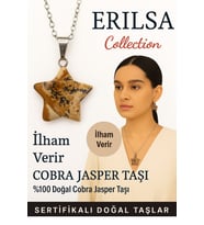 Sertifikalı Yıldız Model Cobra Kahverengi Jasper Doğal Taş Kolye İlham Verir (Çok Renkli)
