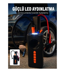 Mey İthalat® 10000mAh Şarjlı Araç Kompresörü Akü Takviye Cihazı Powerbank Özellikli Dijital Lastik Ş