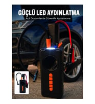 Mey İthalat® 10000mAh Şarjlı Araç Kompresörü Akü Takviye Cihazı Powerbank Özellikli Dijital Lastik Ş