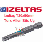 İzeltaş T30x50 Bits Torx Alyan Tornavida Ucu Matkap Uç