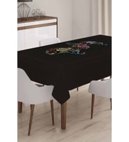 Siyah Filli Premium Dokuma Leke Tutmaz Masa Örtüsü MSO051