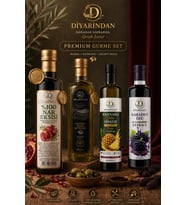 Diyarından 4'lü Premium Gurme Set Nar Ekşisi, Zeytinyağı, Karadut Özü ve Ananaslı Detox Sirkesi