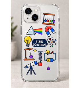 2D Fizik Öğretmeni Desenli iPhone 13 Şeffaf Telefon Kılıfı