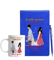 Sevgililer Gününe Özel Mavi Defter Kalem & Kupa Hediye Seti 27