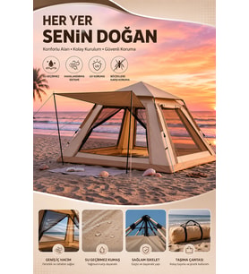 Büyük Aile Kamp Çadırı 240x240x160 cm Gölgelikli 6 Kişilik Outdoor Çadır