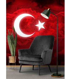 Dreamwall 3 Boyutlu Kayalık Bayrak Desenli Tekstil Duvar Kağıdı (Kırmızı)