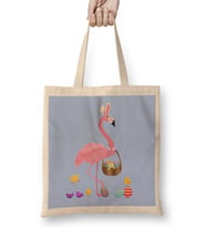 Pretty Easter Flamingo With Easter Basket Bez Çanta Uzun Saplı