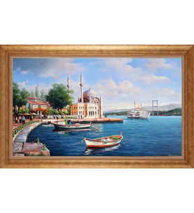 EV İŞYERİ OFİS İÇİN ALTIN ÇERÇEVELİ PASPARTULU TABLO S739
