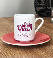 Kişiye Özel Drama Queen Türk Kahvesi Fincanı Sevgiliye Arkadaşa Hediye (Pembe)
