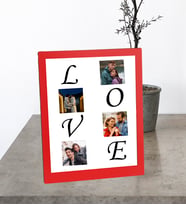 Kişiye Özel Masaüstü Kırmızı Love Tasarımlı 4 Fotoğraflı Ahşap Mdf Resimli Kolaj Çerçeve