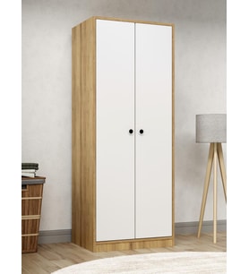 Kuzey Life Rami 2 Kapaklı 5 Raflı Askılı Gardırop 52cm Derinlik