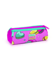 Coral High Kids Açık Pembe Su Yeşili Makaron Desenli Üç Bölmeli Kalem Çantası 22301