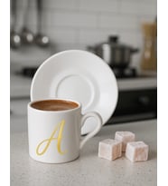 Türk Kahvesi, Espresso, Harf Fincan (Beyaz-Altın El Yazısı)
