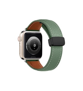 Northcity Apple Watch 42mm ile Uyumlu Kr414 Daks Deri Kordon - Koyu Yeşil