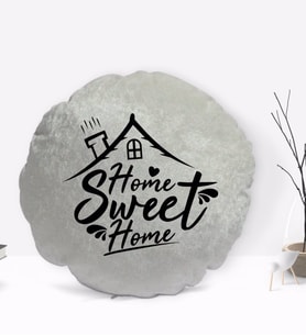 BK Gift Home Sweet Home Tasarımlı Yuvarlak Dekoratif Kırlent Yastık-1