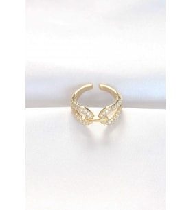 Zirkon Taşlı Gold Renk Ayarlanabilir Yüzük - TJ-BYK3109