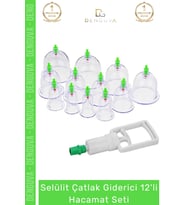 Özel Üretim Selülit Çatlak Giderici Vakumlu Masaj Aleti 12'li Kupa Hacamat Seti