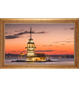 Çerçeveli Paspartulu Manzara Tablo ah678 (Gold)