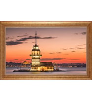 Çerçeveli Paspartulu Manzara Tablo ah678 (Gold)