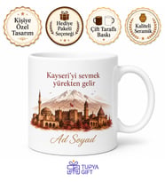 Kayseri Temalı Kişiye Özel Baskılı Kupa Bardak Memleket Hediye