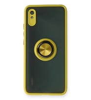 Durukar® Redmi 9A Kılıf Montreal Yüzüklü Silikon Kapak - Sarı