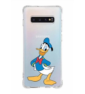 Samsung Galaxy S10 Plus  Köşe Korumalı Antişok Kapak Donald Duck Tasarımlı Şeffaf  Kılıf