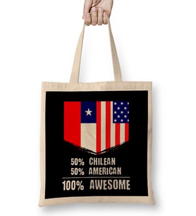 50% Chilean 50% American %100 Awesome Immigrant Bez Çanta Uzun Saplı