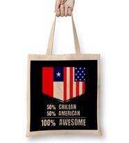 50% Chilean 50% American %100 Awesome Immigrant Bez Çanta Uzun Saplı