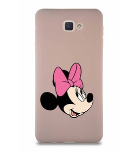 Samsung Galaxy J7 Prime 2 Soft Premier Kapak Minnie Mouse-A Tasarımlı Silikon Kılıf - Pudra (Şeffaf)