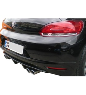 Volkswagen Scirocco (2009-2014) Sağ-Sol Çift Çıkışlı Arka Tampon Eki - Difüzör (Plastik)